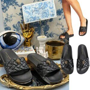 🆕 KURT GEIGER LONDON 🧿 NWOT Meena Eagle Slide, Quilted Black - Sz 37 US 7